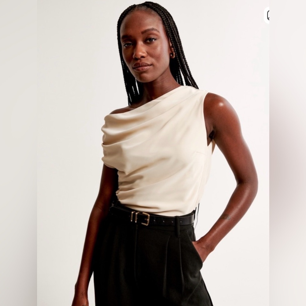NWT Abercrombie & Fitch Asymmetrical Draped Satin Top